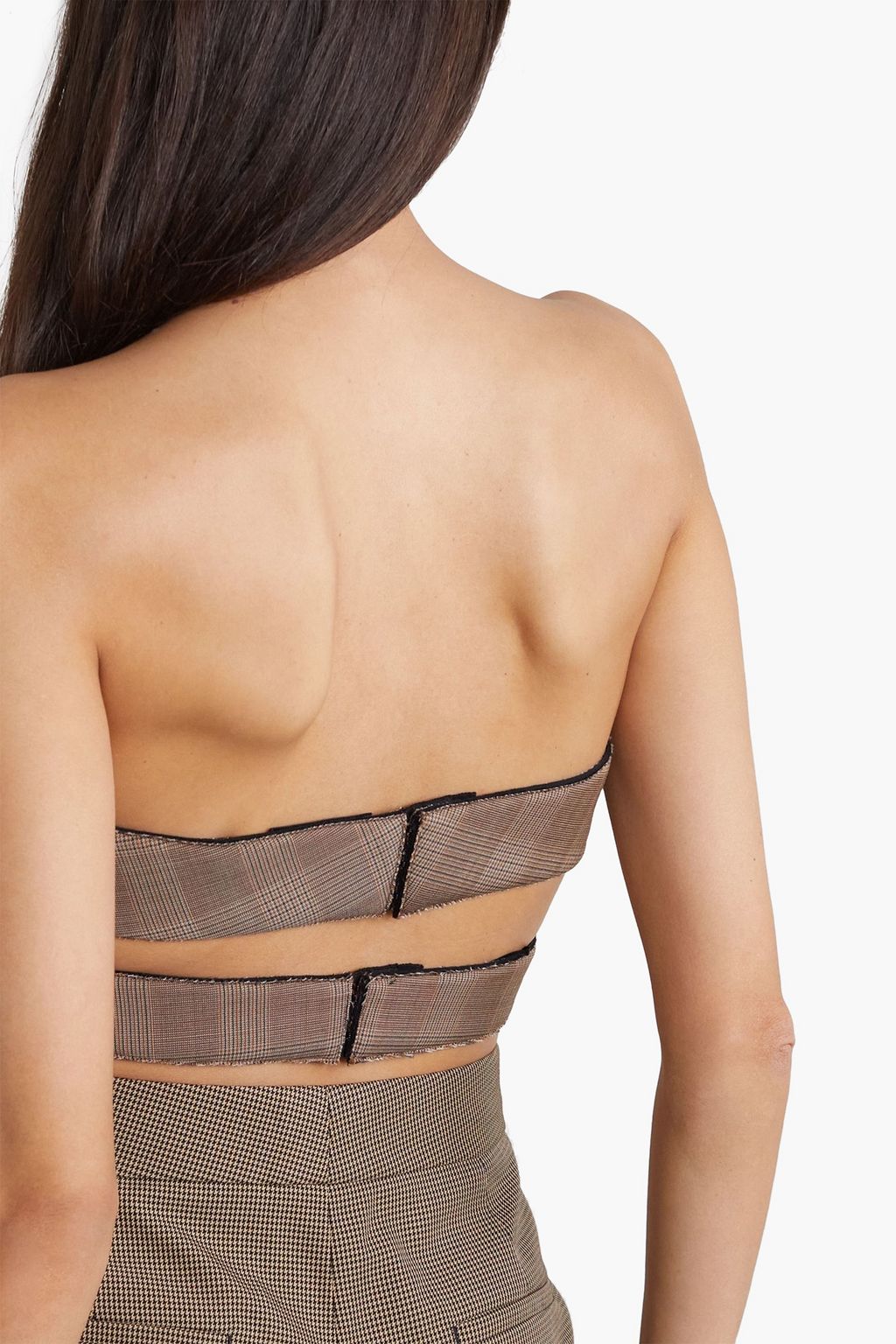 GIVENCHY Cutout Prince of Wales checked wool-blend bra top