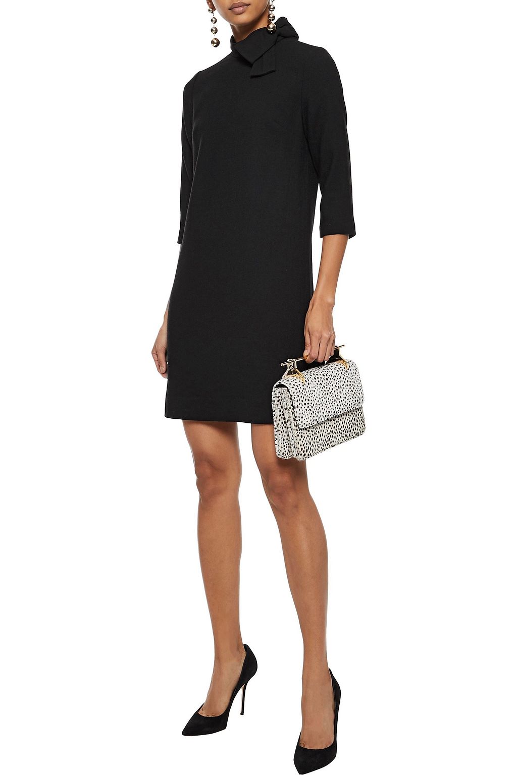 GOAT Ava bow-embellished wool-crepe mini dress