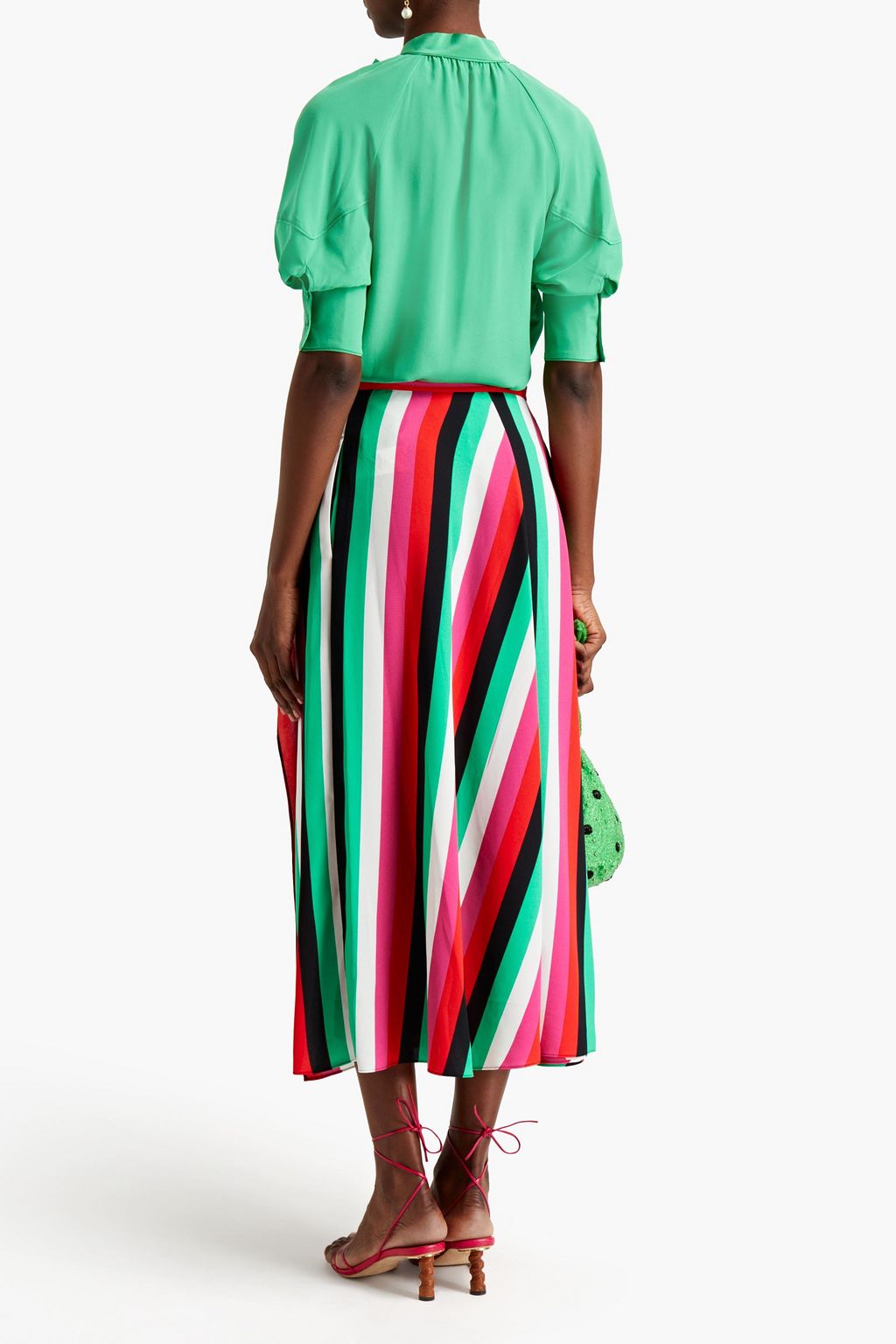 DIANE VON FURSTENBERG Carson striped crepe midi skirt