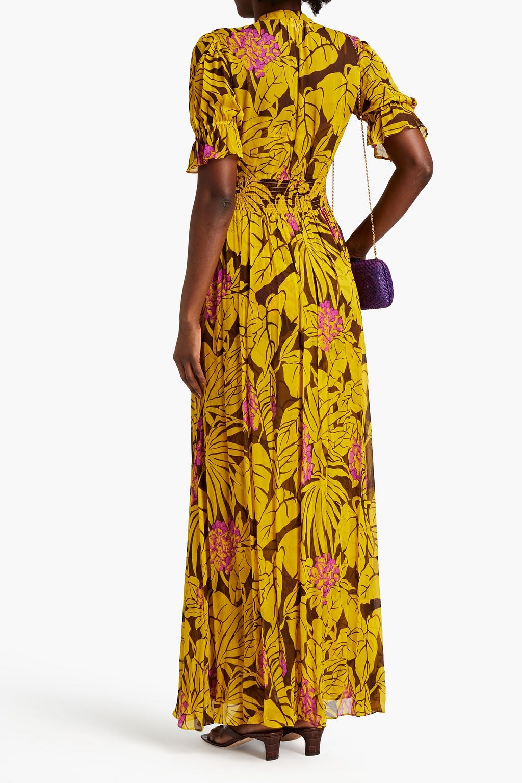 DIANE VON FURSTENBERG Erico pleated floral-print crepon maxi dress