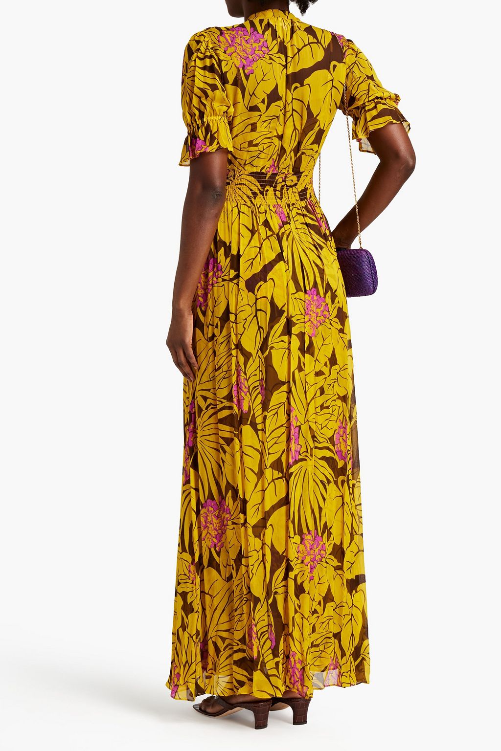 DIANE VON FURSTENBERG Erico pleated floral-print crepon maxi dress ...