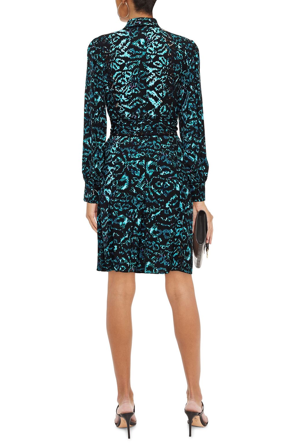 DIANE VON FURSTENBERG Olina wrap-effect printed crepe de chine and mesh dress