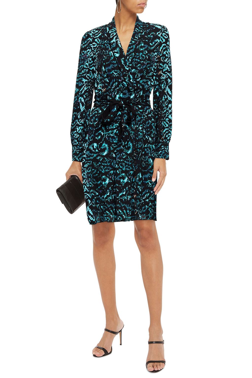 DIANE VON FURSTENBERG Olina wrap-effect printed crepe de chine and mesh dress