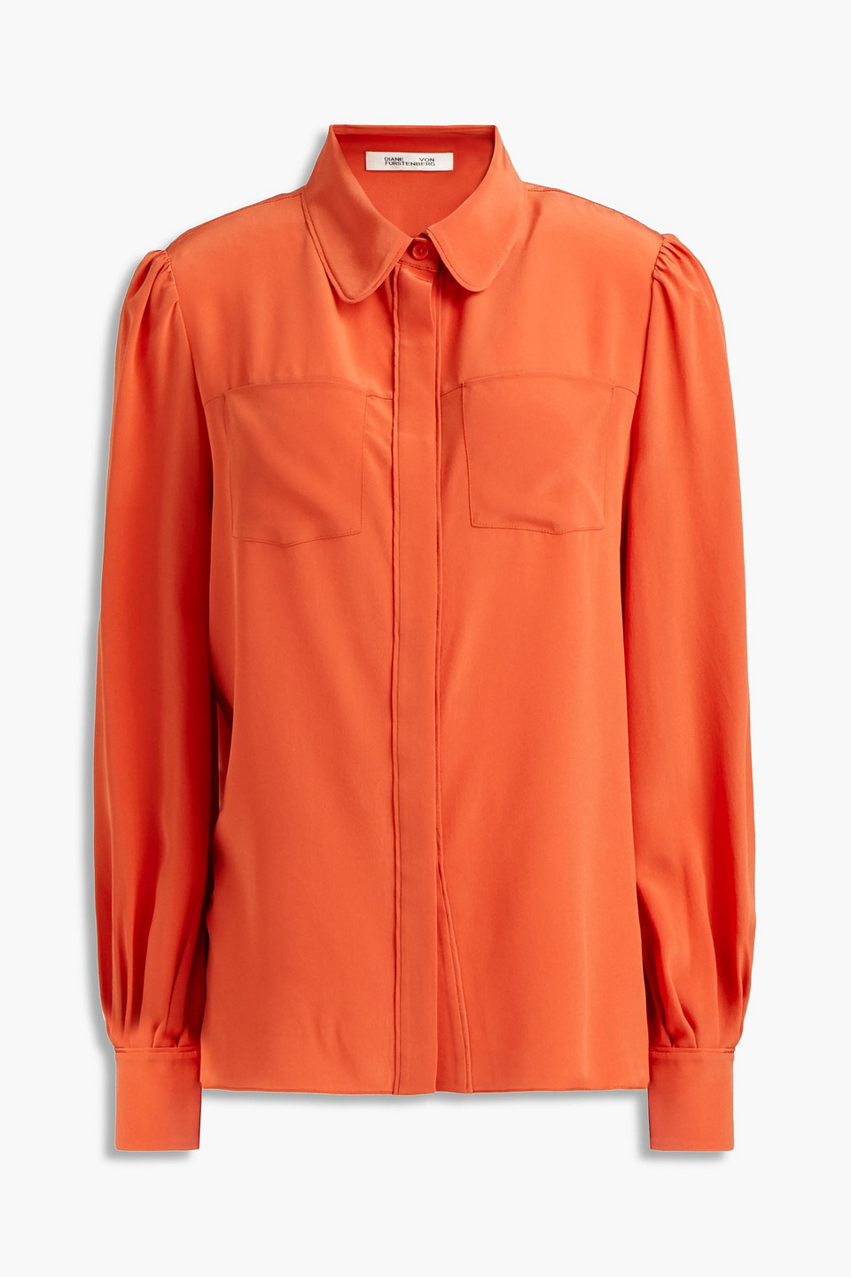 diane von furstenberg - annie silk crepe de chine shirt - orange - us 2