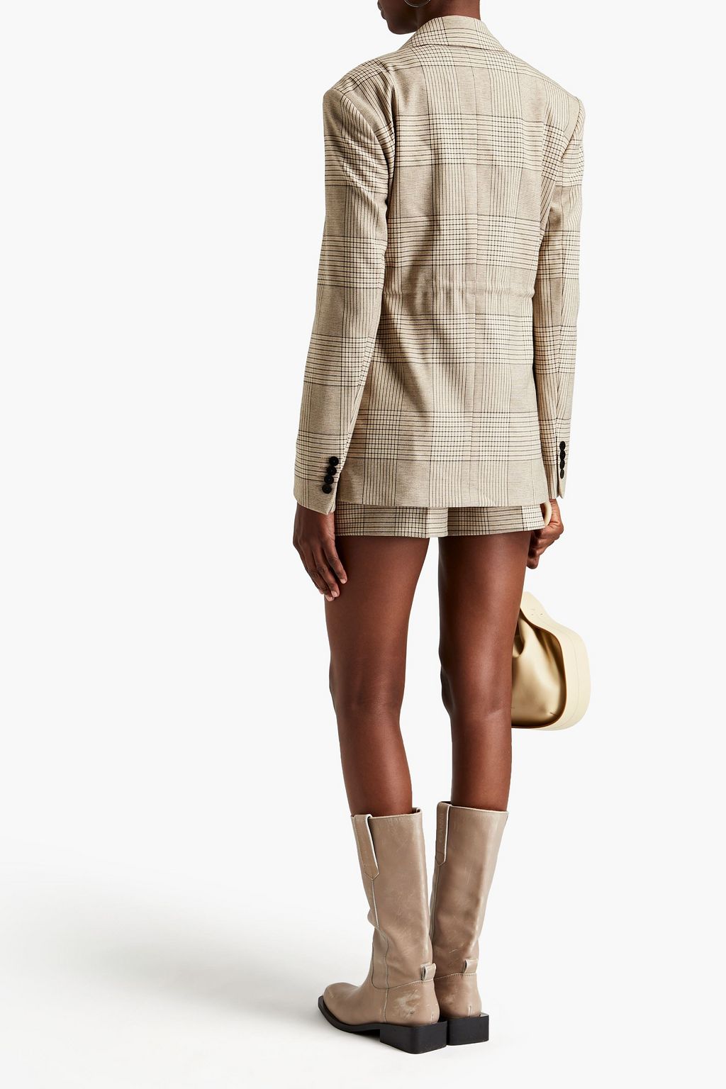 REMAIN BIRGER CHRISTENSEN Double-breasted Prince of Wales checked woven blazer