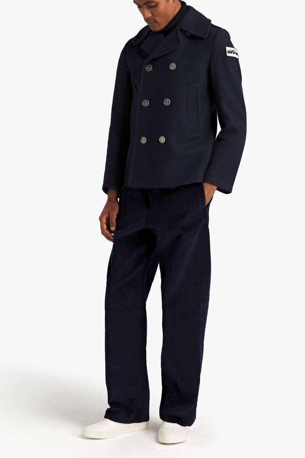 OFF-WHITE™ Logo-appliquéd brushed wool-blend felt coat