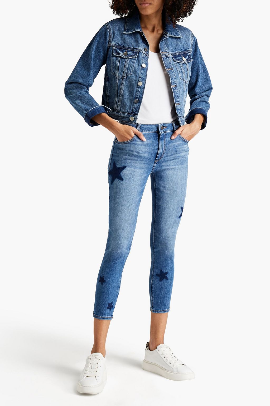 DL1961 Florence cropped printed high-rise skinny jeans