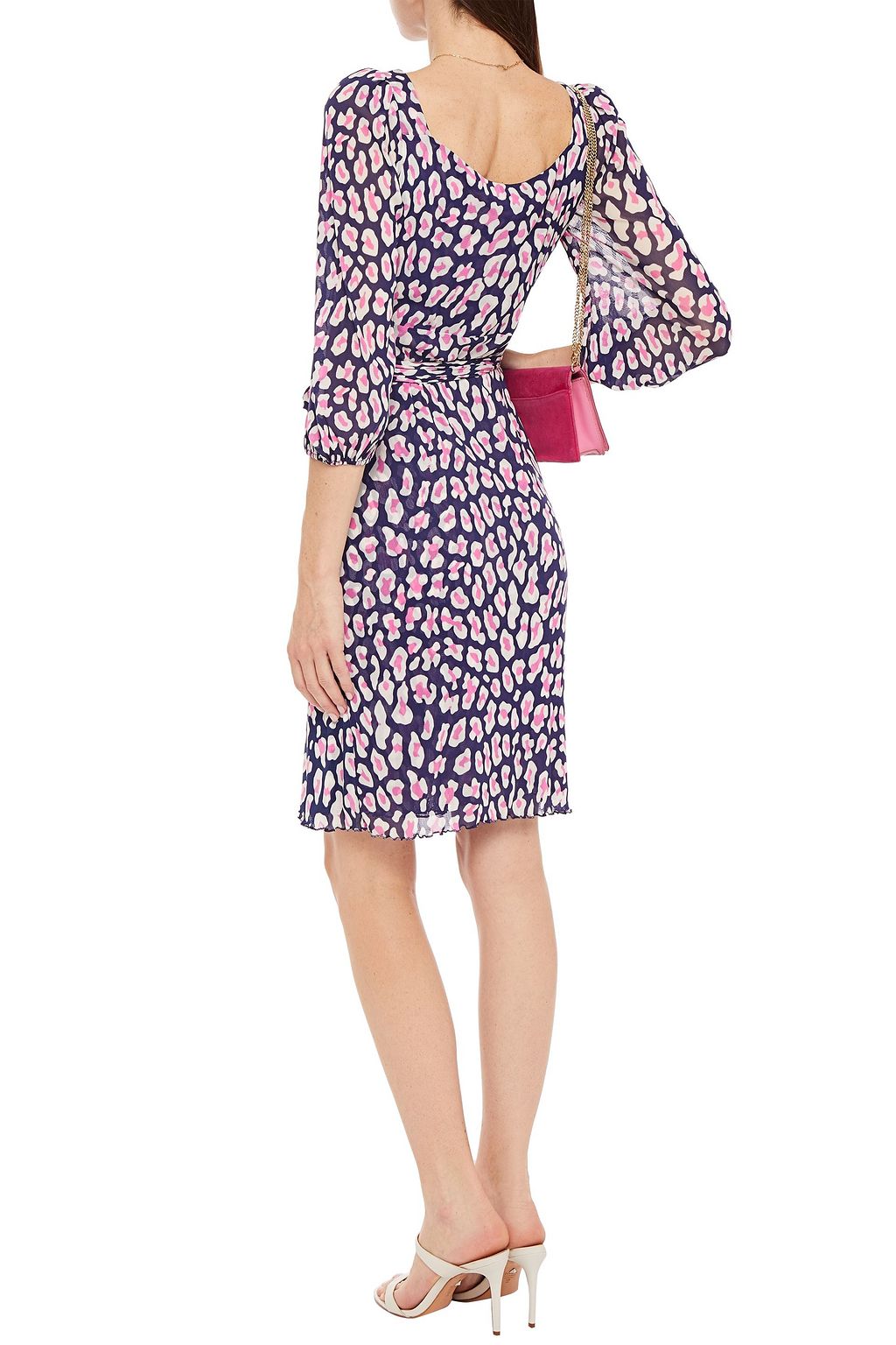 DIANE VON FURSTENBERG Abby gathered leopard-print stretch-mesh wrap dress