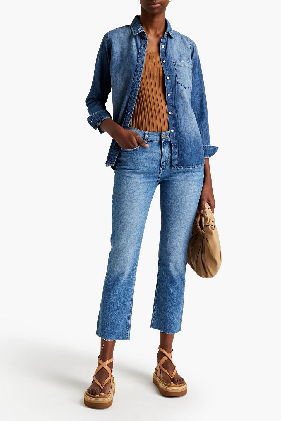Dl1961 Mara Cropped Mid-rise Straight-leg Jeans In Mid Denim