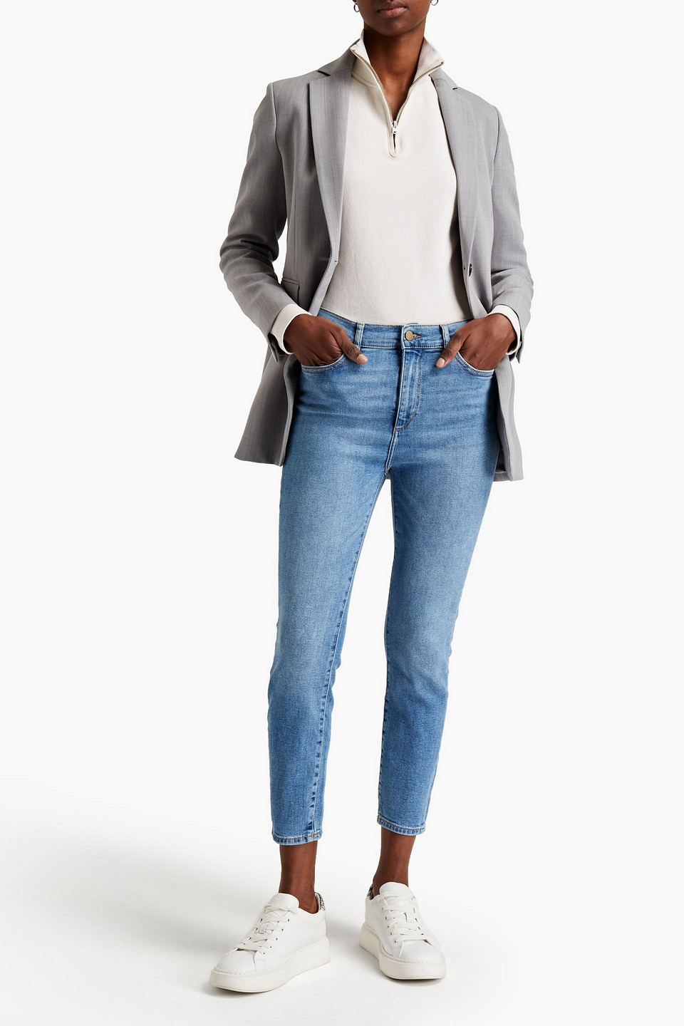 Dl1961 Farrow Cropped High-rise Skinny Jeans In Mid Denim