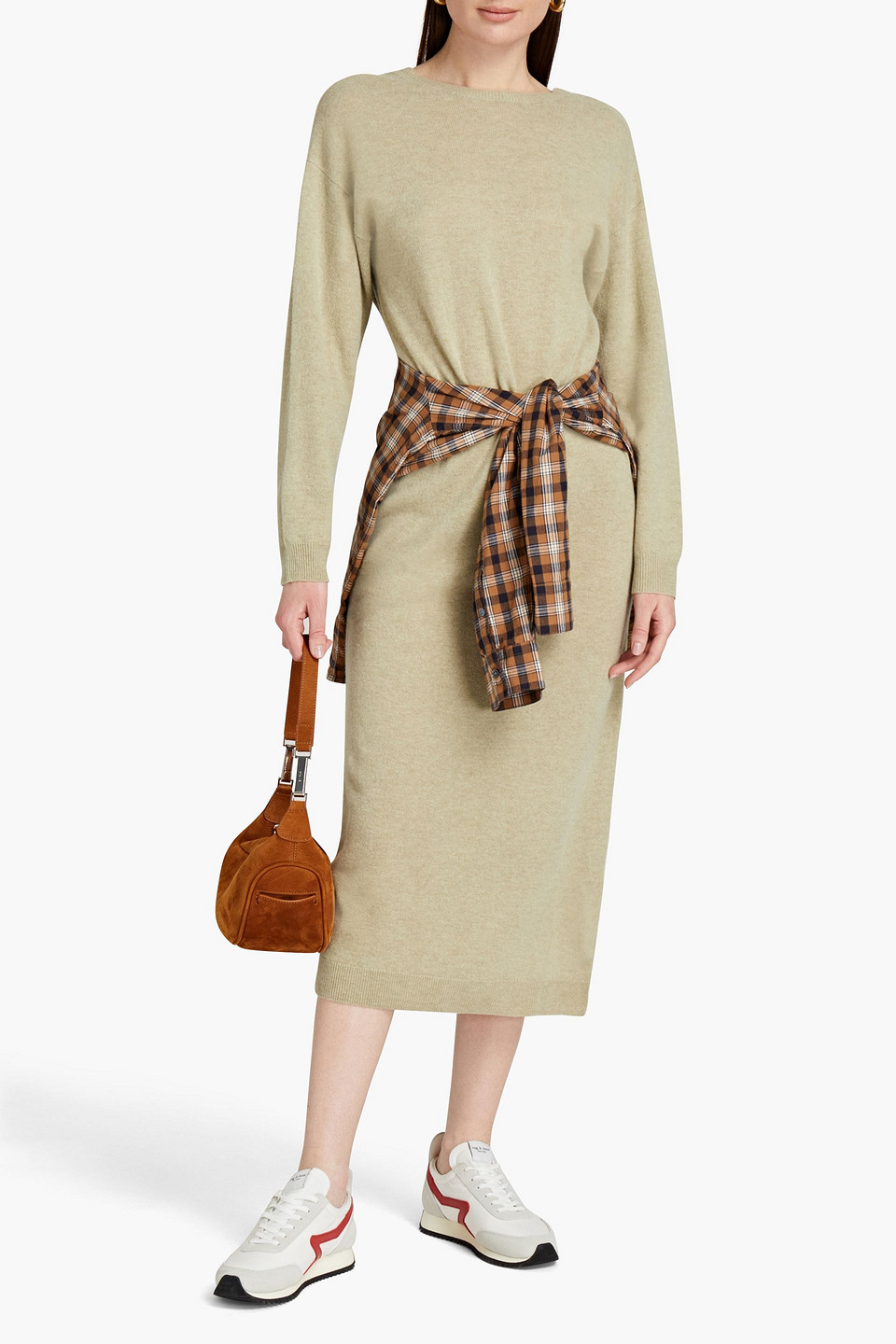 Remain Birger Christensen Valcyrie Open-back Wool Midi Dress In Neutrals