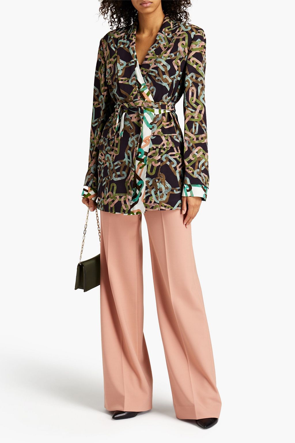 DIANE VON FURSTENBERG Cala crepe de chine-paneled printed twill jacket