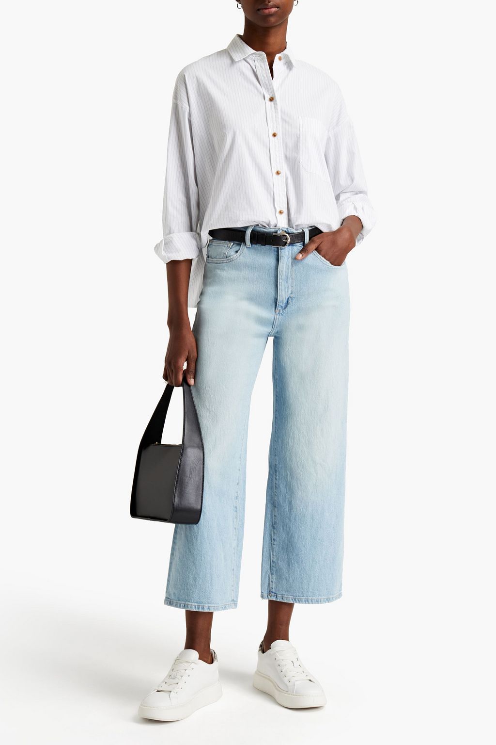 DL1961 Hepburn cropped distressed high-rise wide-leg jeans