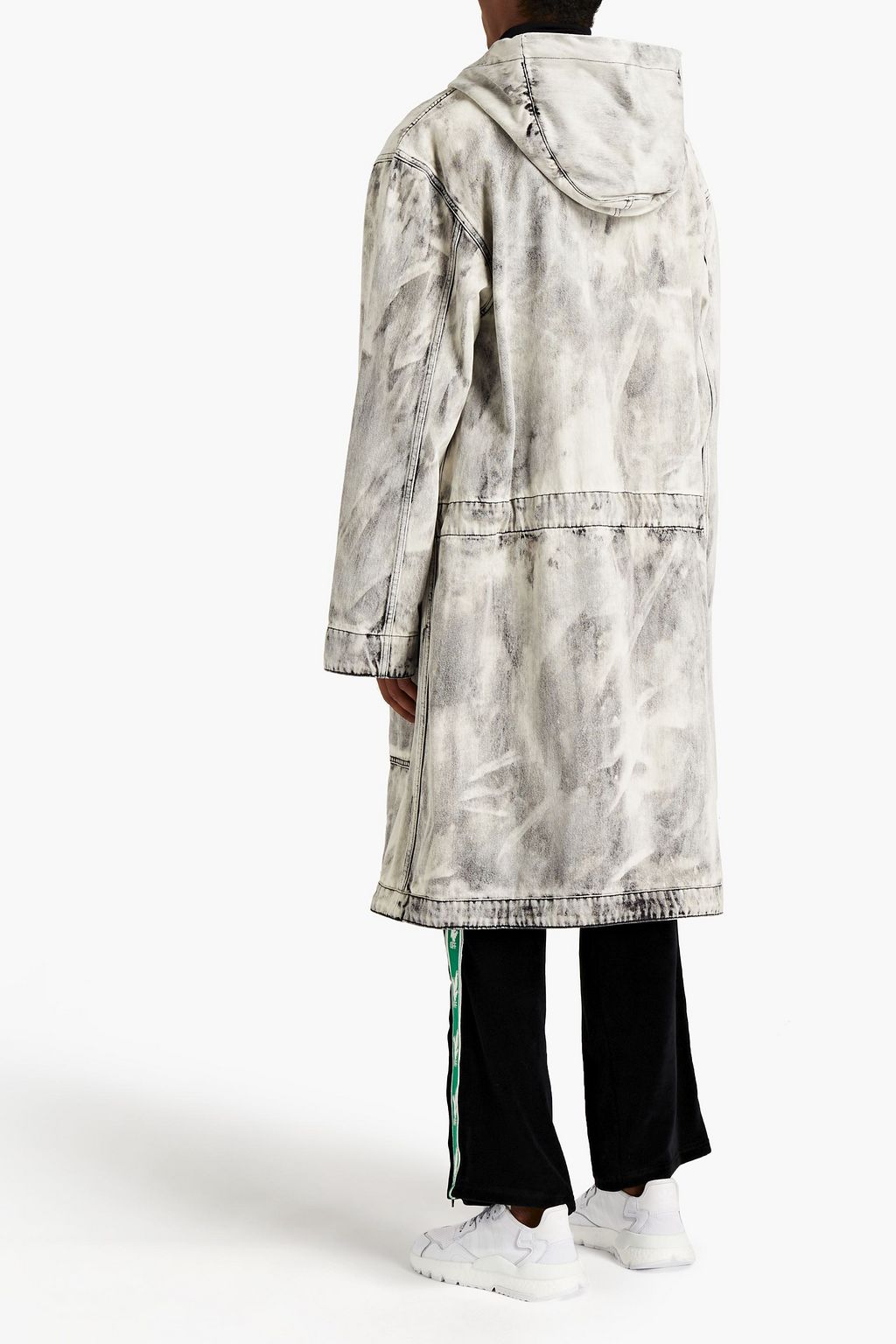 OFF-WHITE™ Logo-appliquéd bleached denim hooded jacket