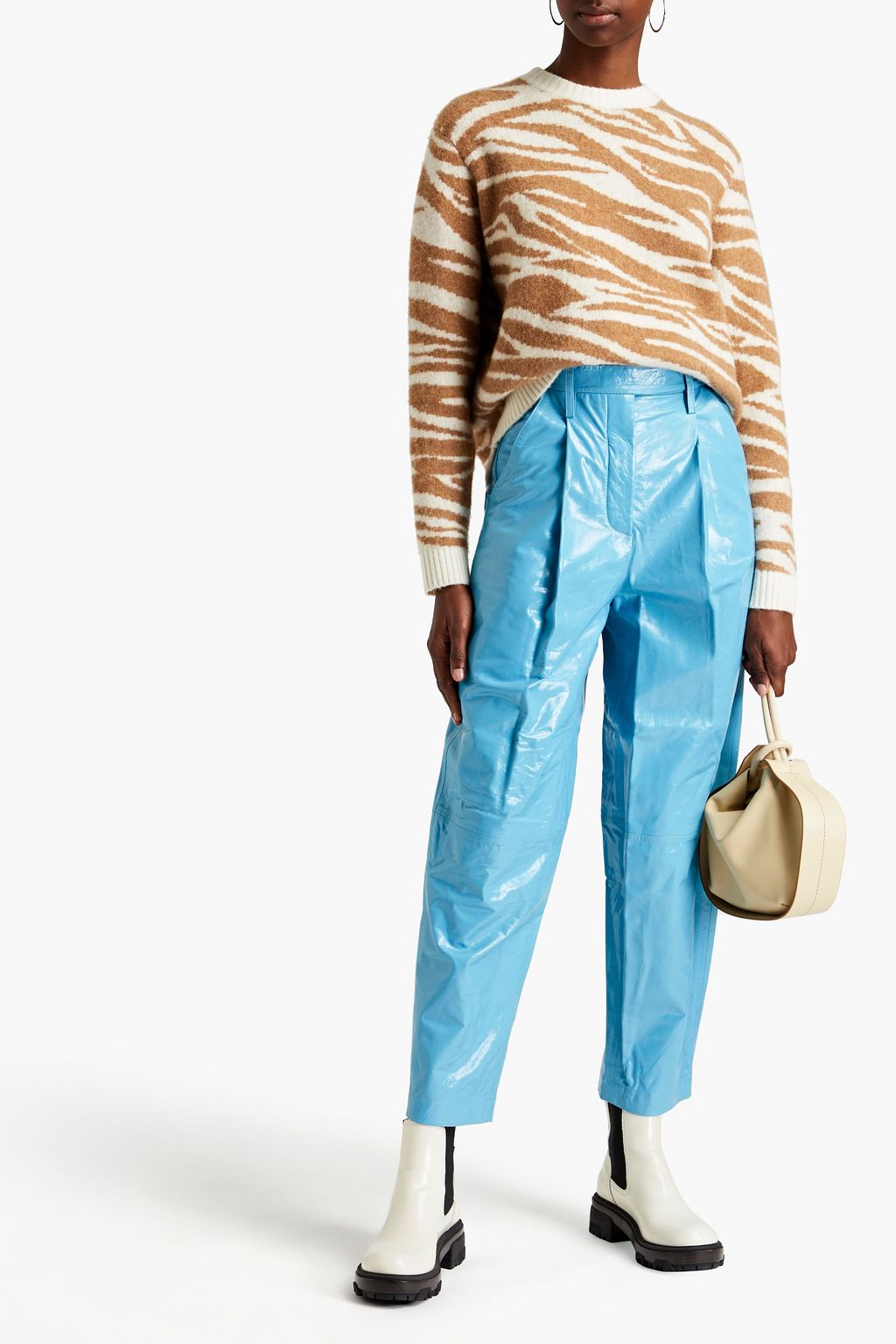 REMAIN BIRGER CHRISTENSEN Cleo crinkled glossed-leather tapered pants
