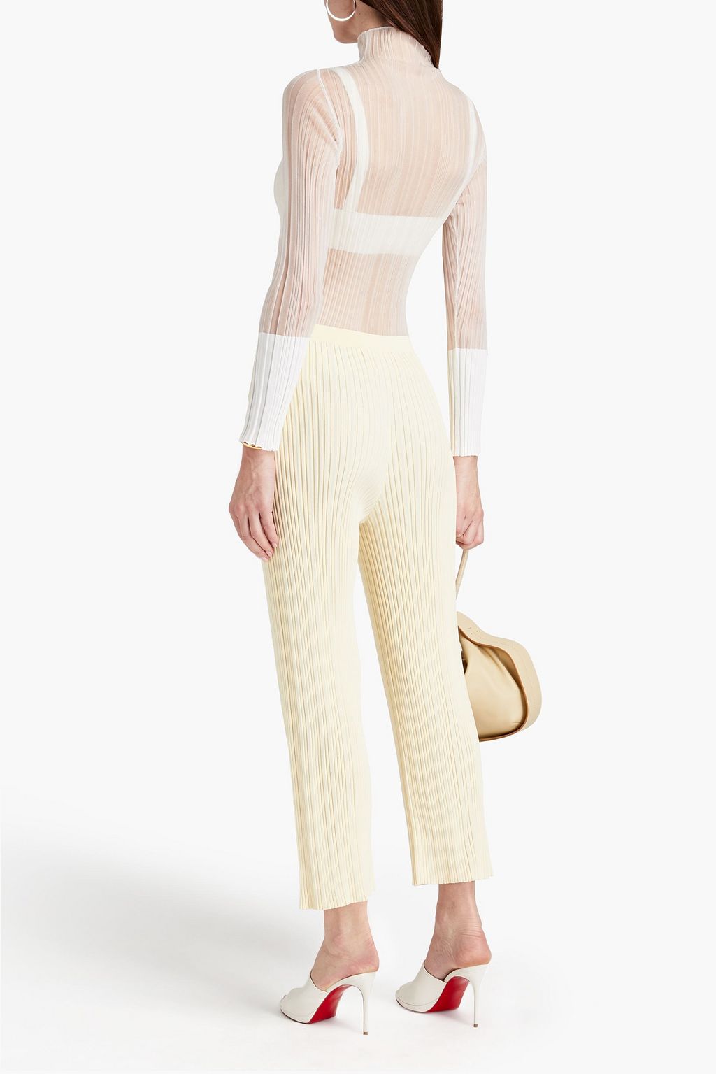 DION LEE Cropped ribbed-knit slim-leg pants