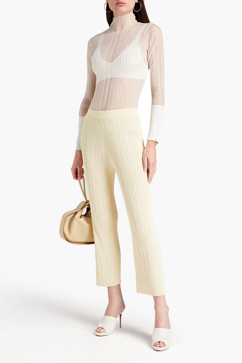 DION LEE Cropped ribbed-knit slim-leg pants