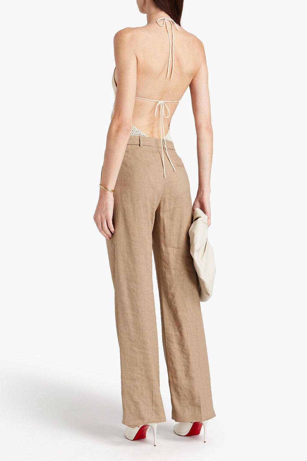 DION LEE Open-back crochet-knit halterneck bodysuit