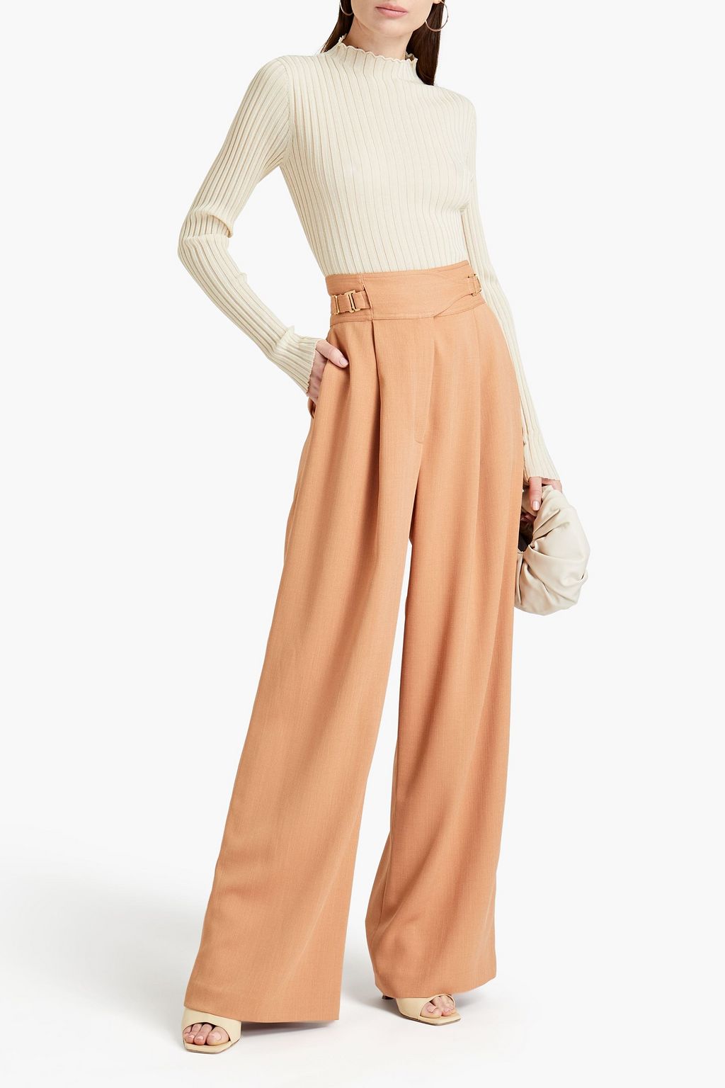 DION LEE Pleated canvas wide-leg pants
