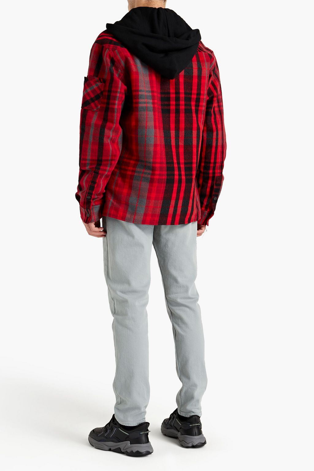 OFF-WHITE™ Checked cotton-blend flannel hooded overshirt