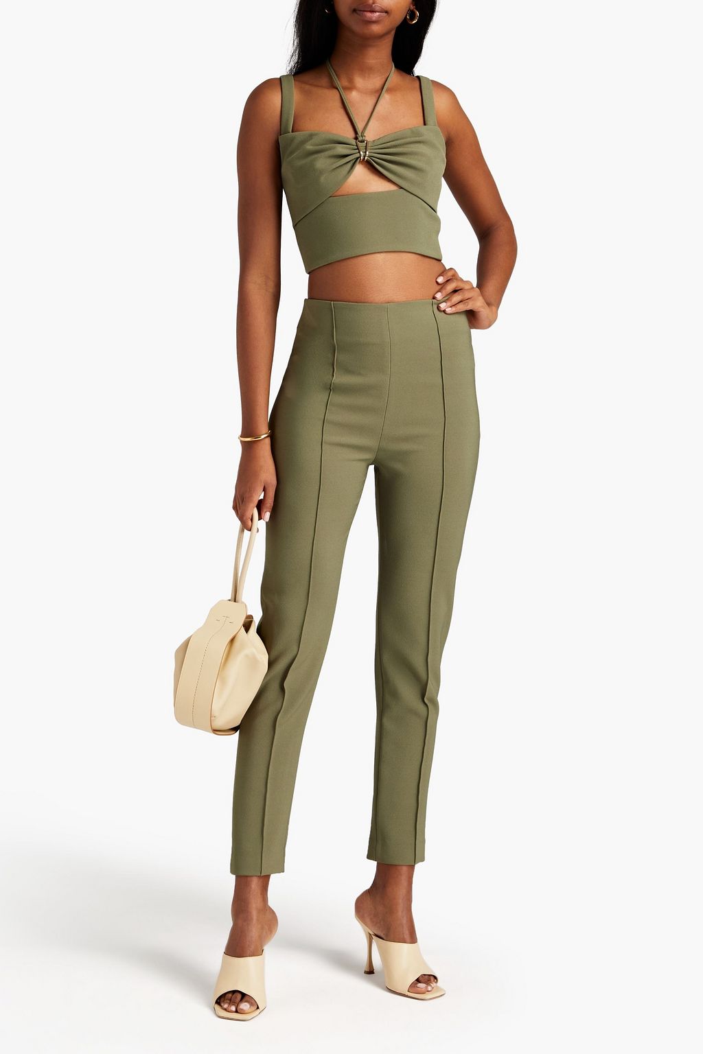DION LEE بنطلون بقصّة أرجل ضيقة من الكريب المرن
