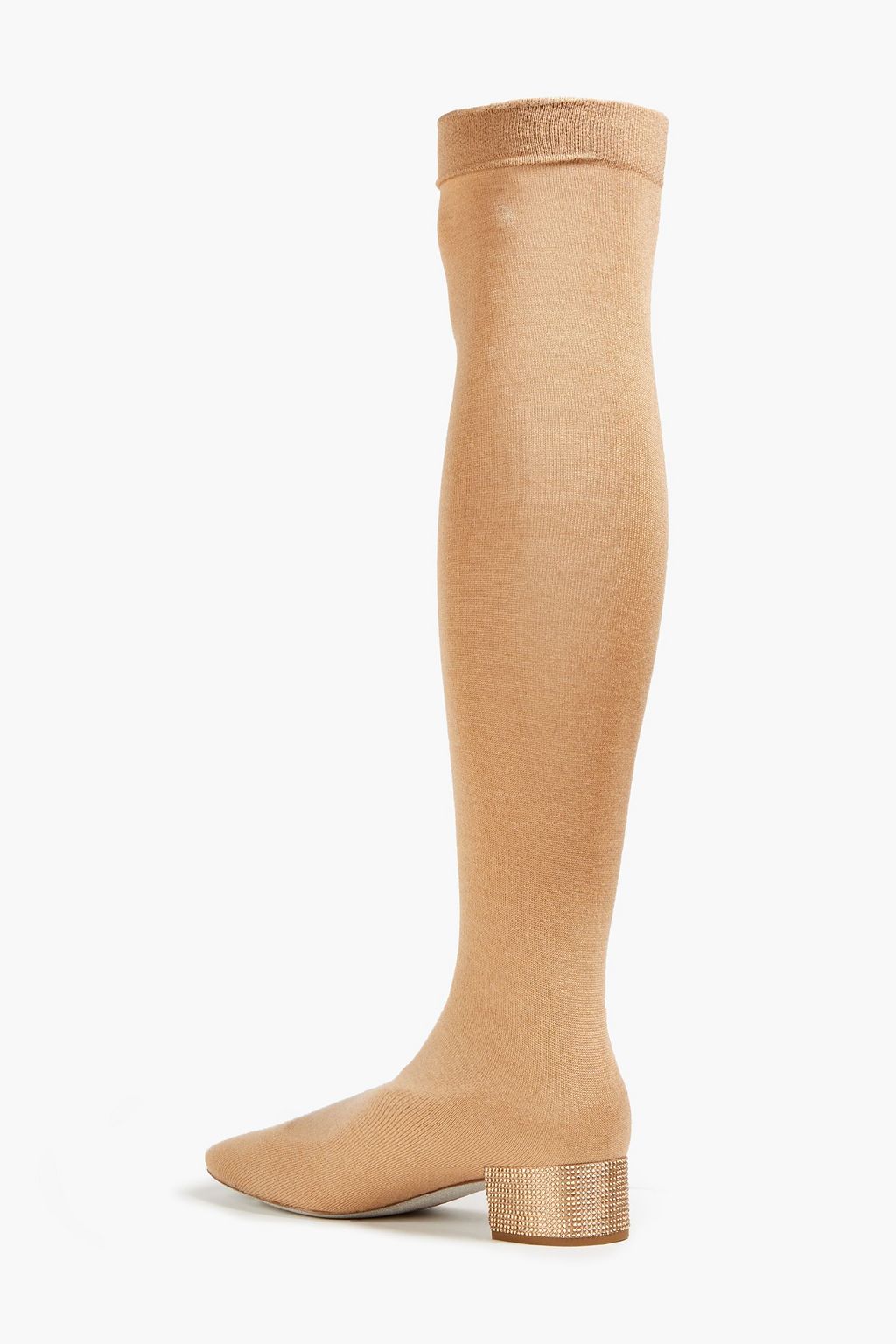 RENE' CAOVILLA Grace crystal-embellished stretch-knit over-the-knee sock boots