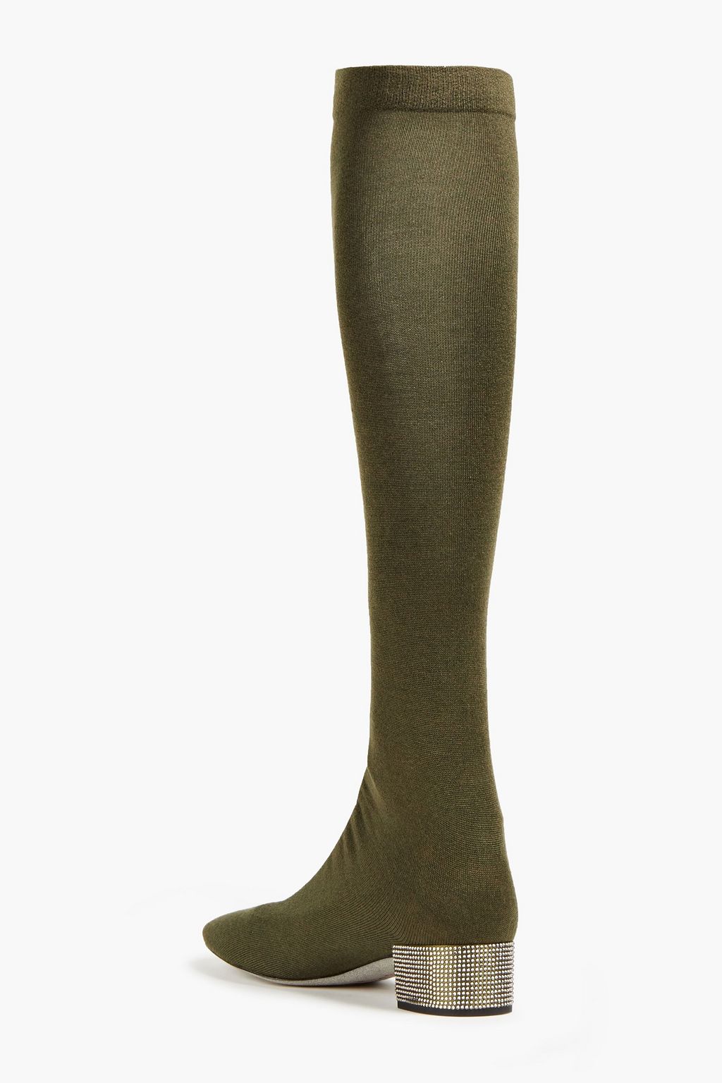 RENE' CAOVILLA Grace crystal-embellished stretch-knit over-the-knee sock boots