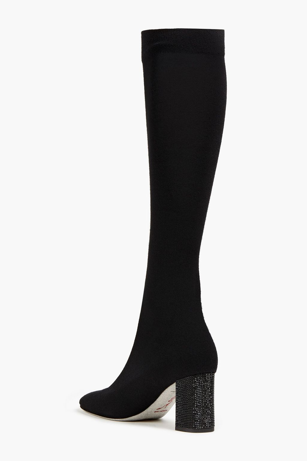 RENE' CAOVILLA Grace crystal-embellished stretch-knit over-the-knee sock boots