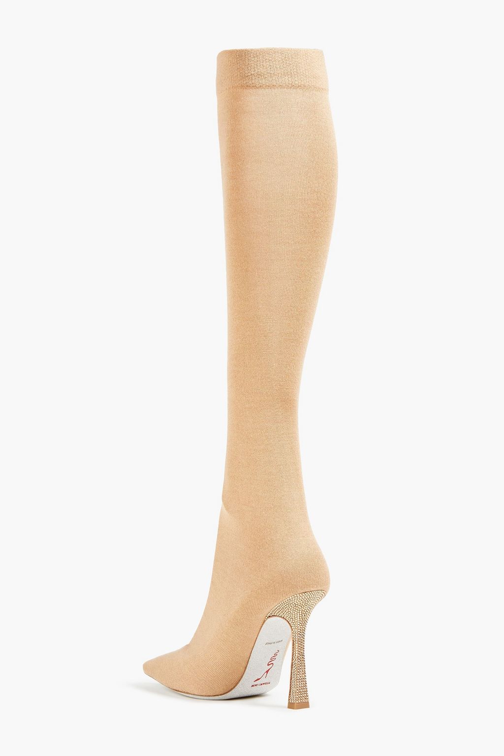 RENE' CAOVILLA Grace crystal-embellished stretch-knit over-the-knee sock boots
