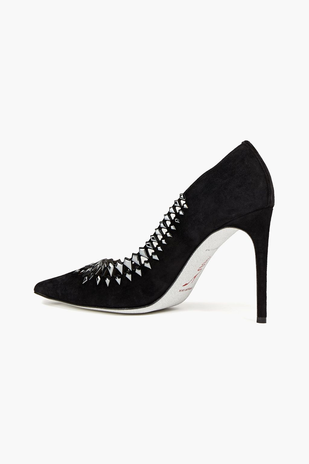 RENE' CAOVILLA Silene crystal-embellished laser-cut suede pumps