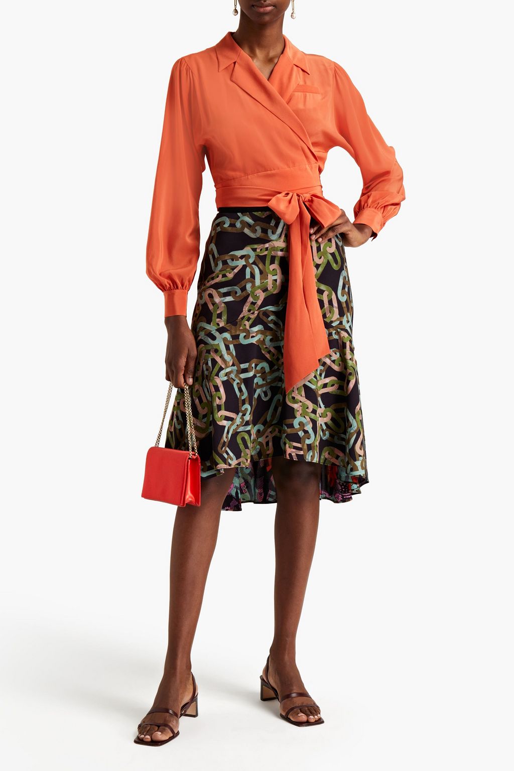 DIANE VON FURSTENBERG Printed twill skirt