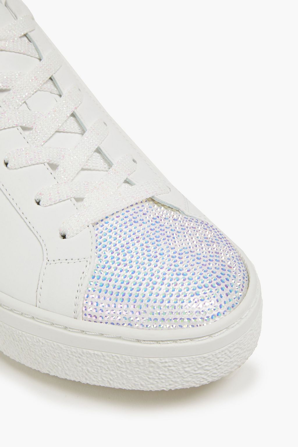 RENE' CAOVILLA Crystal-embellished leather sneakers