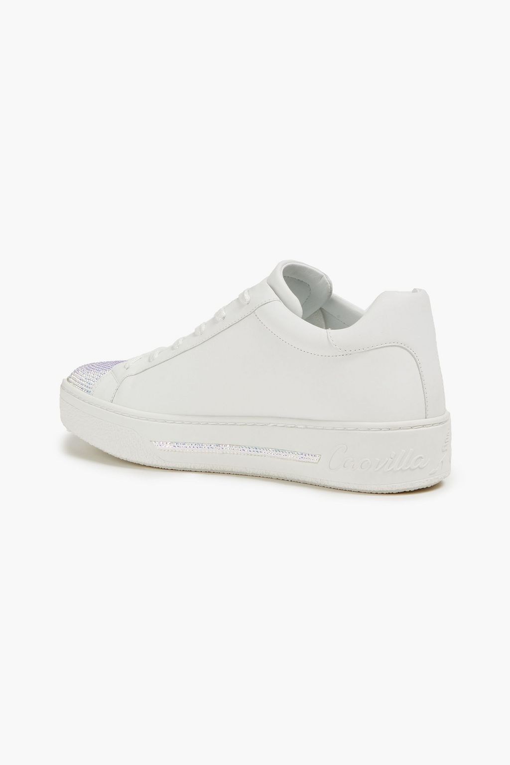 RENE' CAOVILLA Crystal-embellished leather sneakers