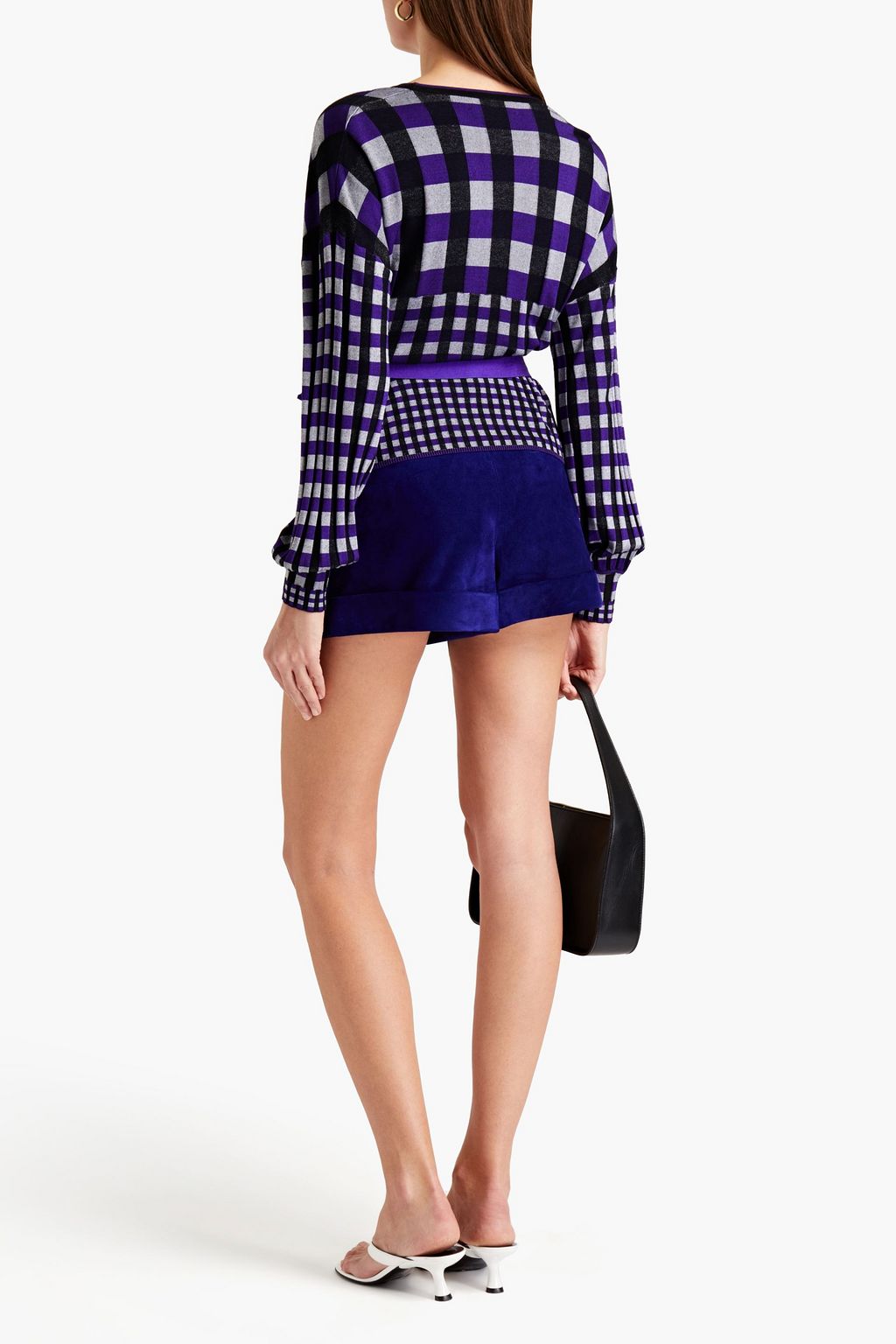 DIANE VON FURSTENBERG Ada checked ribbed-knit wrap sweater