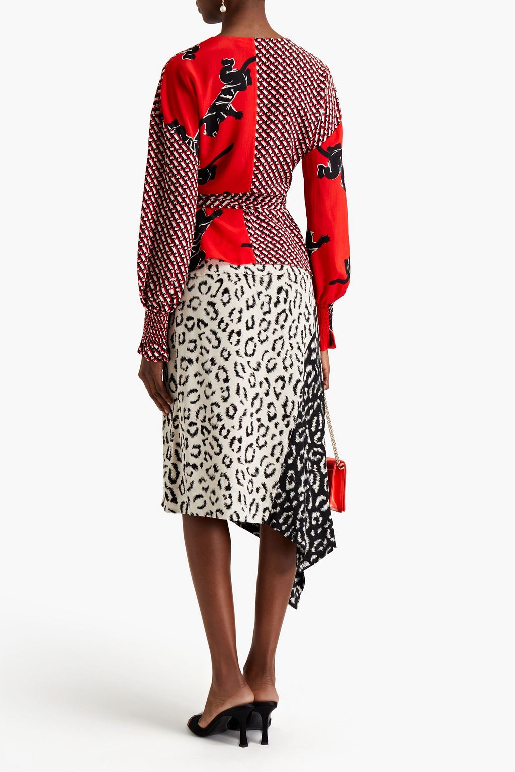 DIANE VON FURSTENBERG Printed silk crepe de chine wrap top