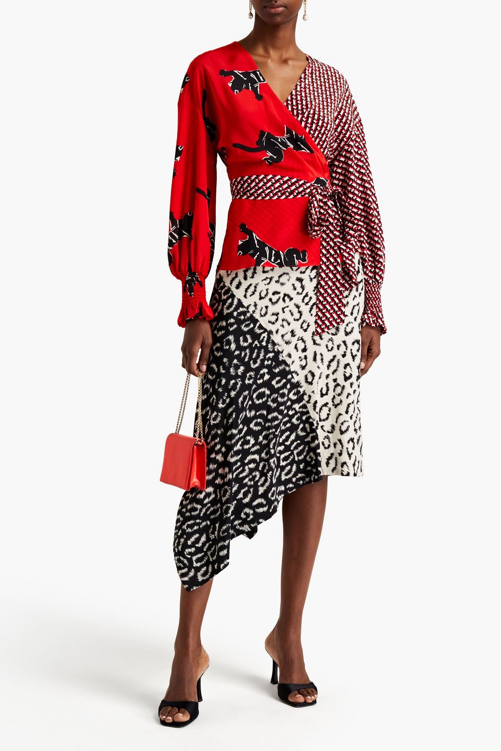 DIANE VON FURSTENBERG Printed silk crepe de chine wrap top