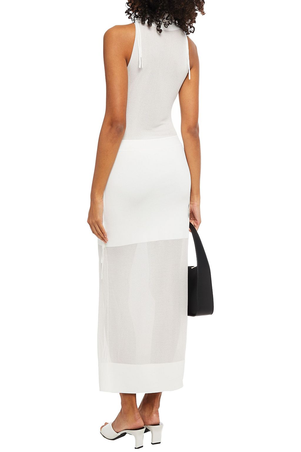 DION LEE Paneled stretch-knit midi dress