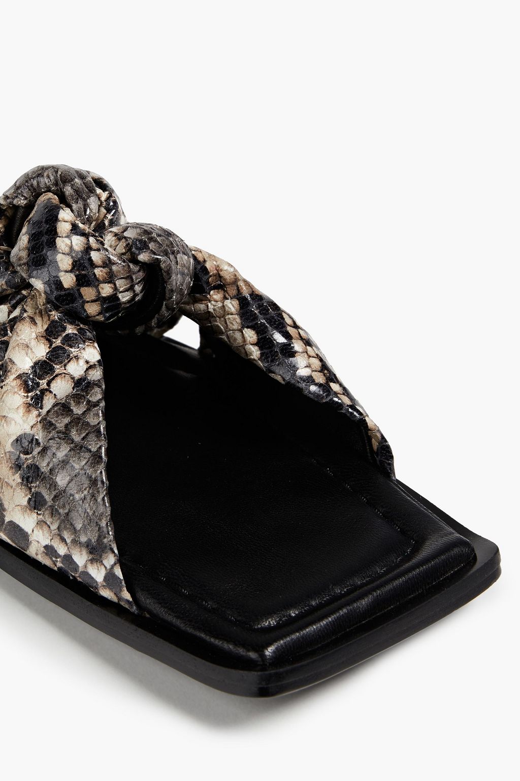 DION LEE Knotted snake-effect leather slides