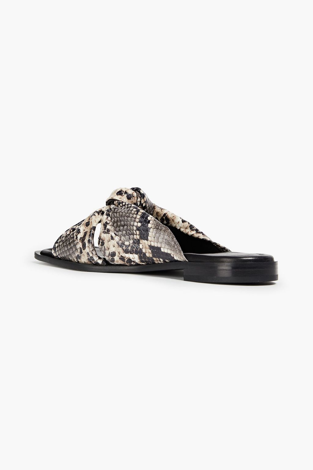 DION LEE Knotted snake-effect leather slides