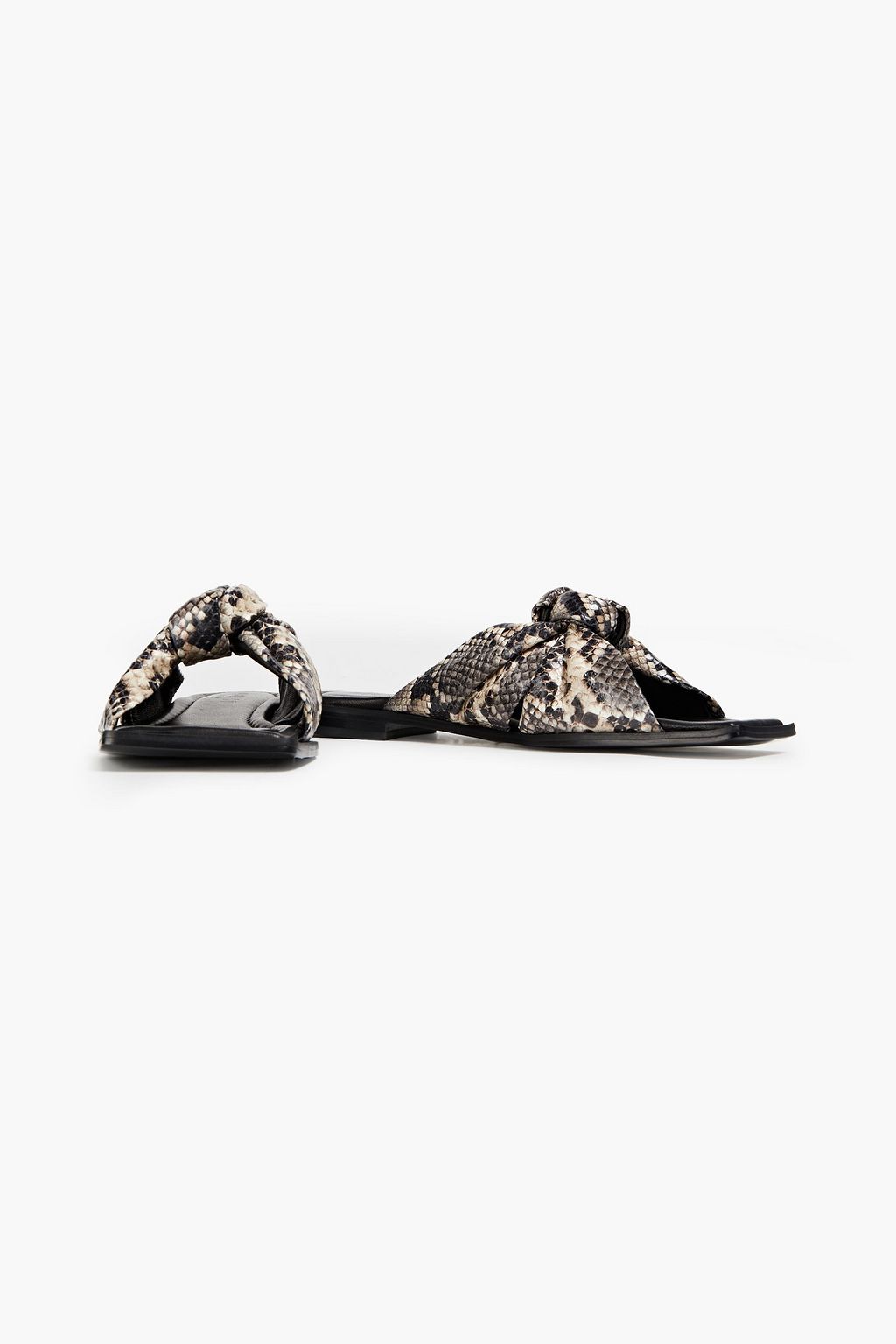 DION LEE Knotted snake-effect leather slides
