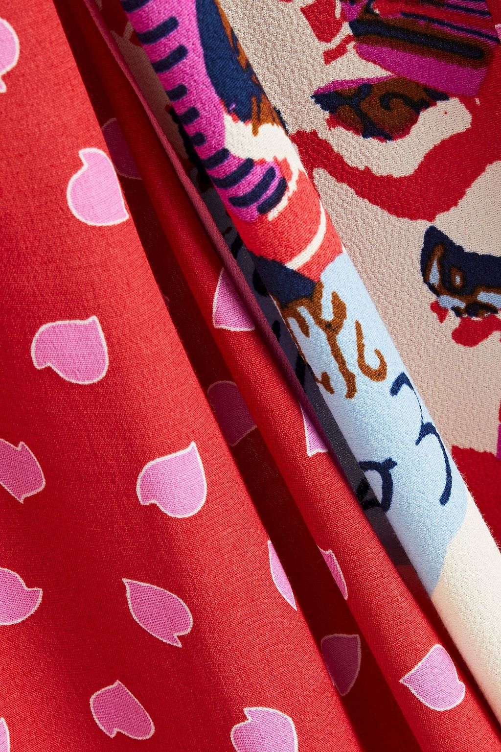 DIANE VON FURSTENBERG Jeffrey patchwork-effect printed satin, crepe and crepe de chine midi skirt