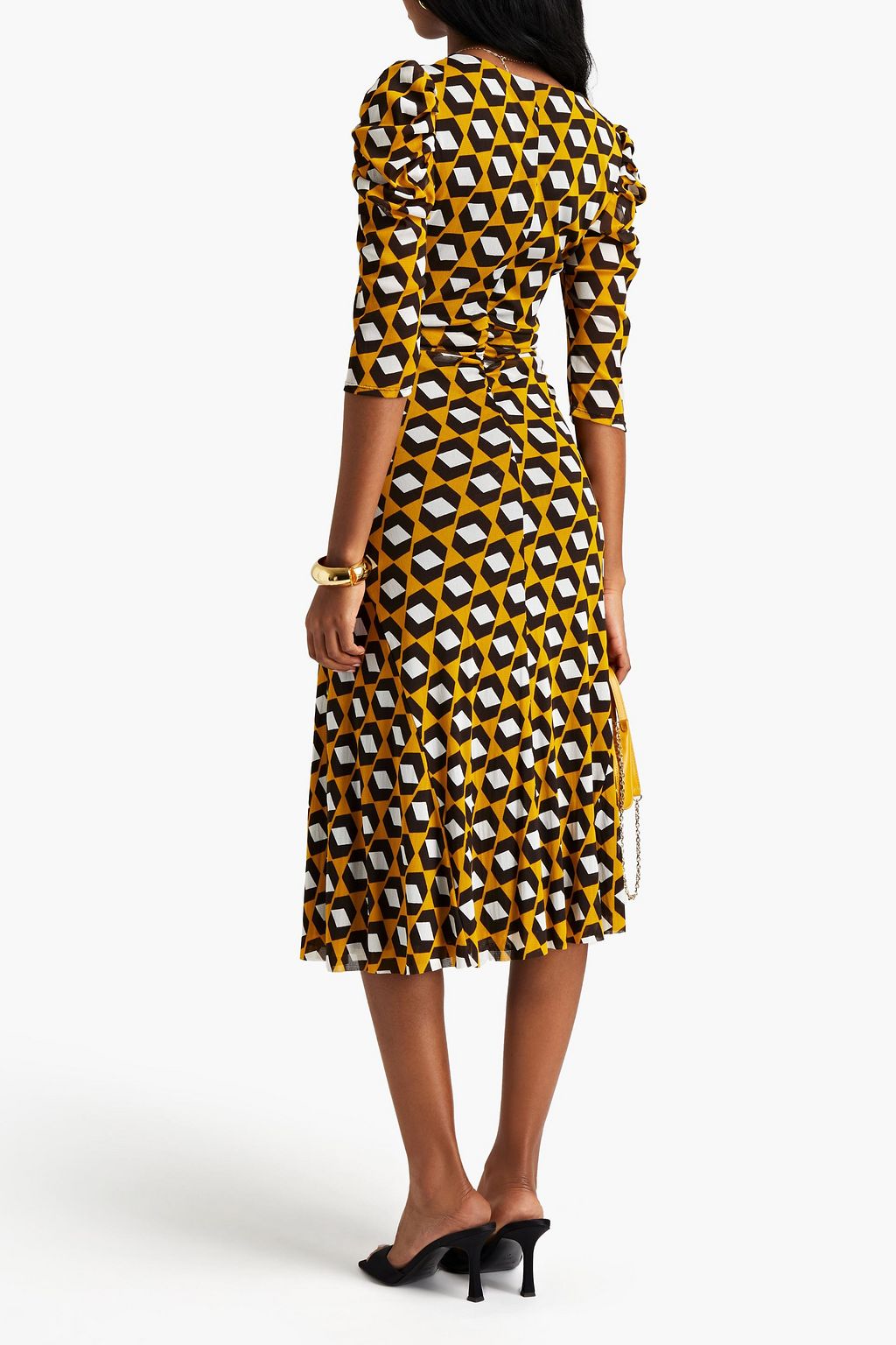 DIANE VON FURSTENBERG Abra ruched floral-print mesh midi dress