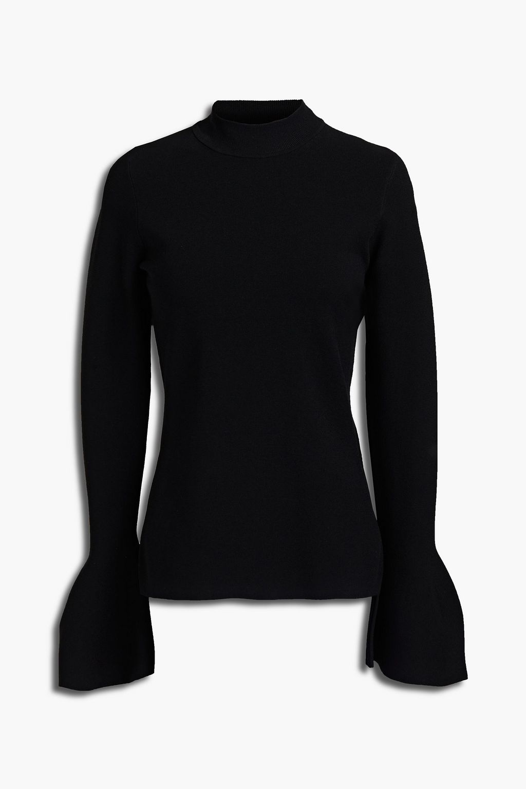 Black Fluted stretch-knit sweater 