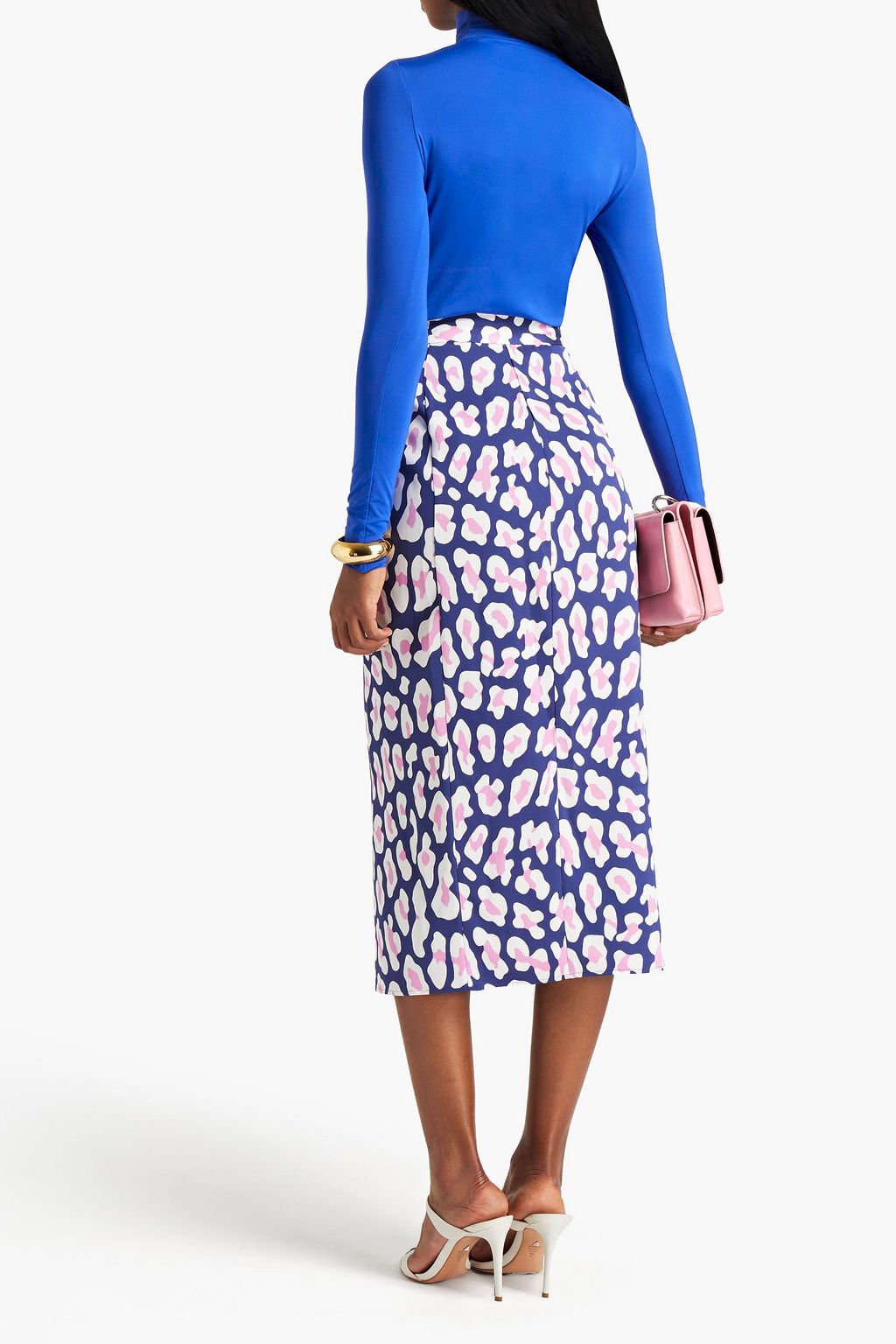 DIANE VON FURSTENBERG Calandra leopard-print cady midi pencil skirt