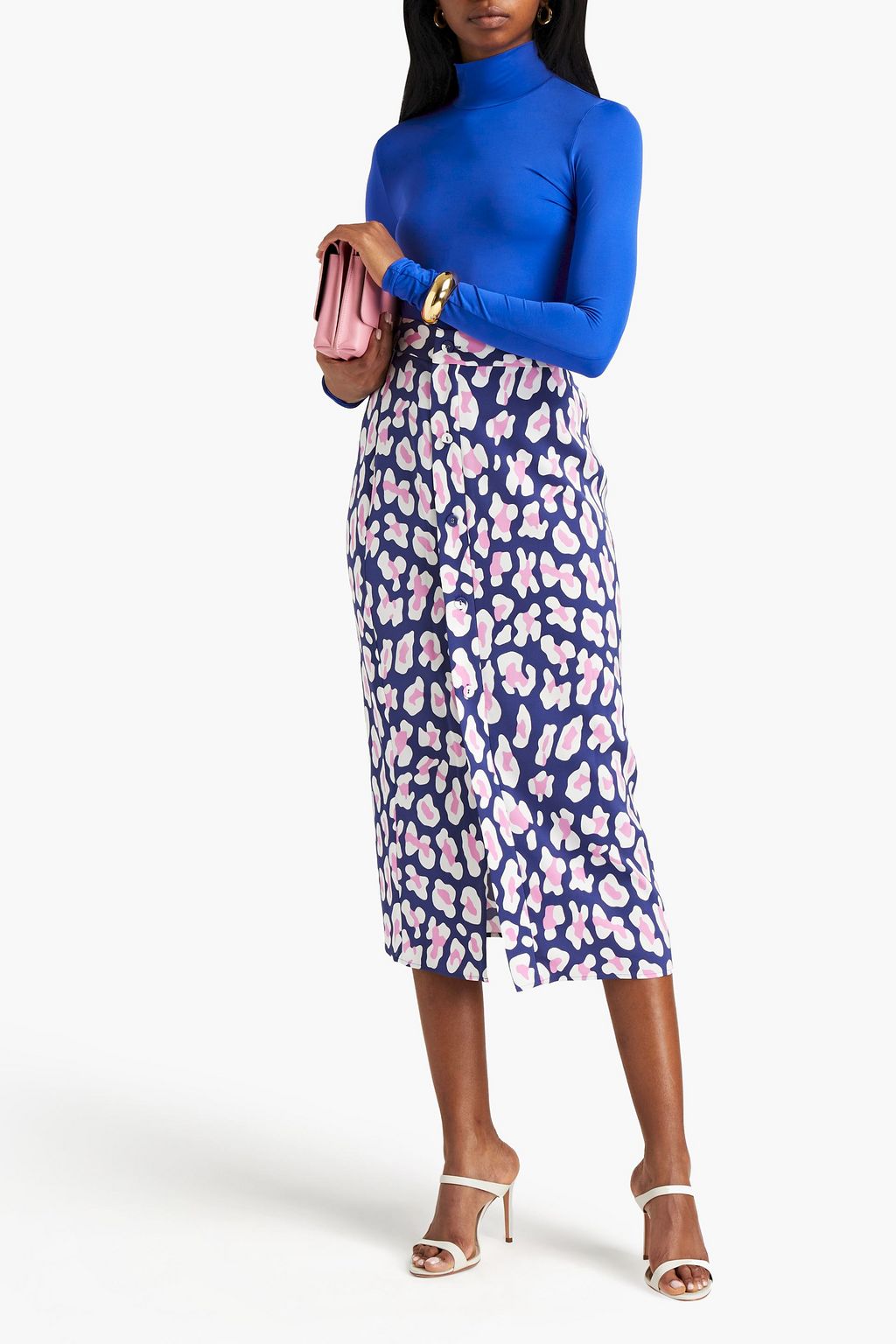 DIANE VON FURSTENBERG Calandra leopard-print cady midi pencil skirt