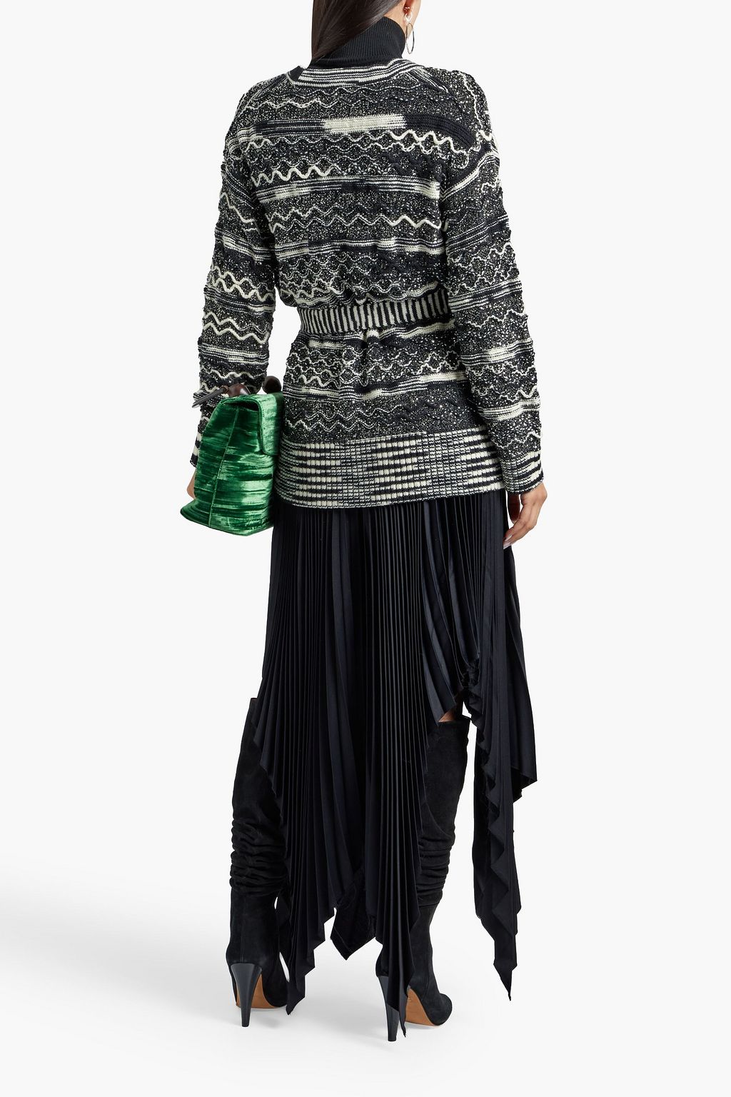 MISSONI سترة من نسيج محبوك بنمط كروشيه ومزيّن ومزودة بحزام