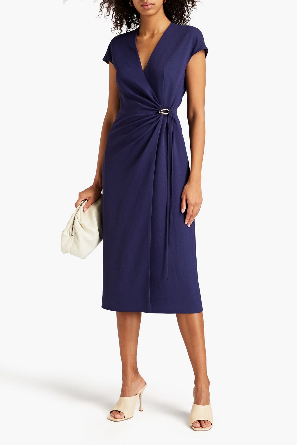 DION LEE Ruched piqué midi wrap dress