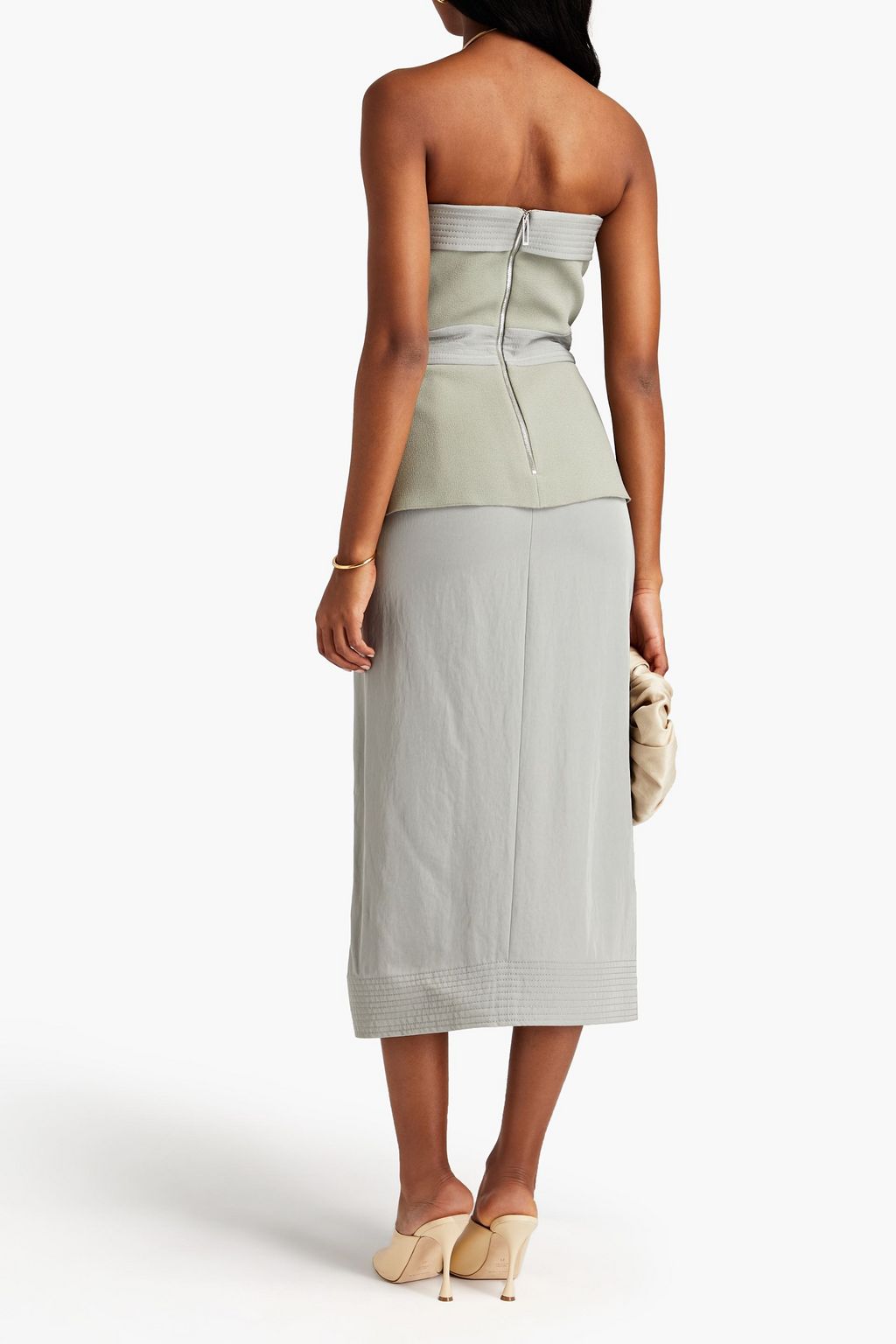DION LEE Strapless twill-paneled stretch-crepe midi dress