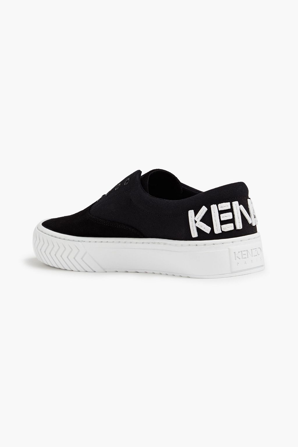 KENZO Logo-appliquéd canvas and suede sneakers