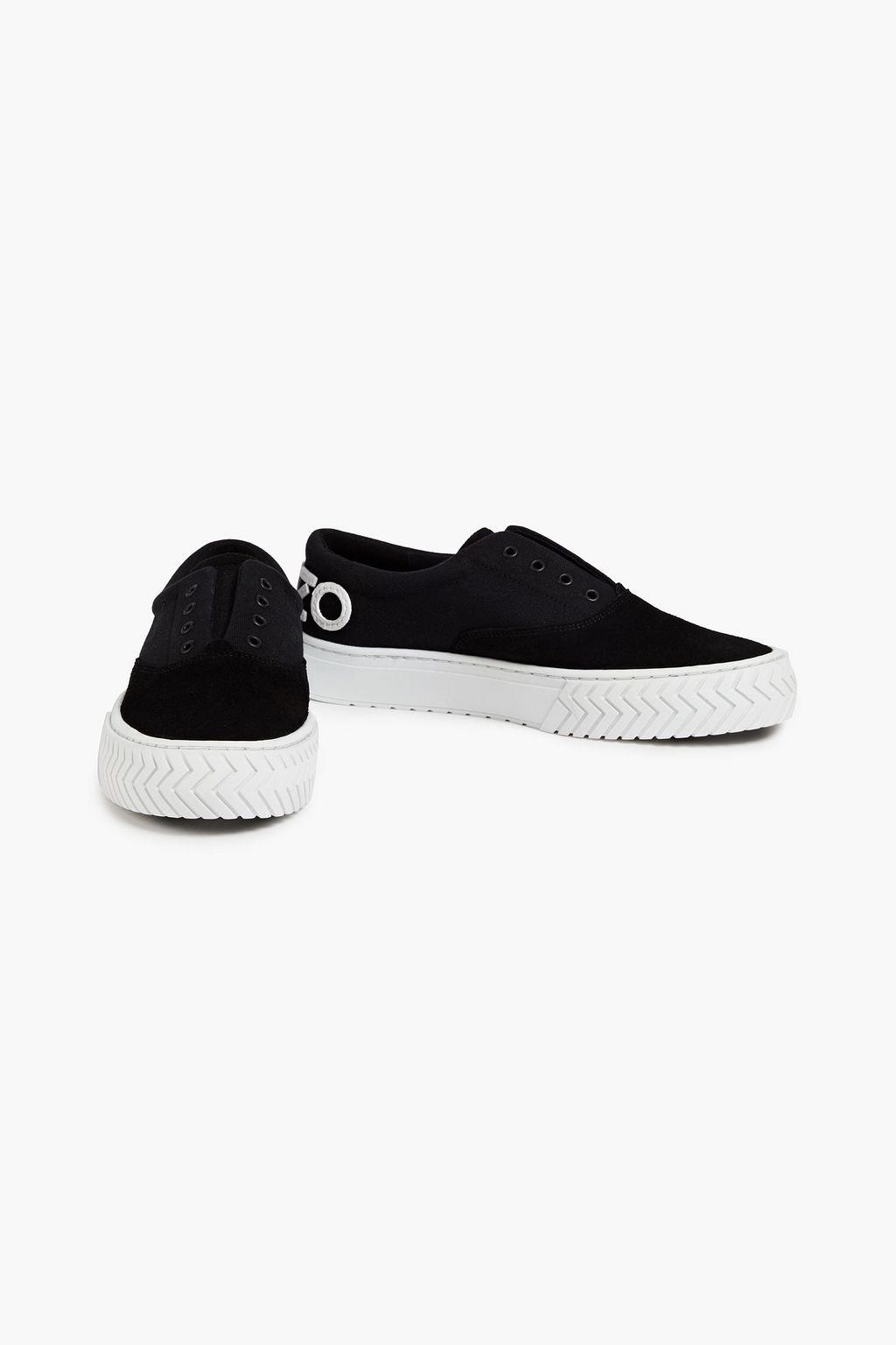 KENZO Logo-appliquéd canvas and suede sneakers